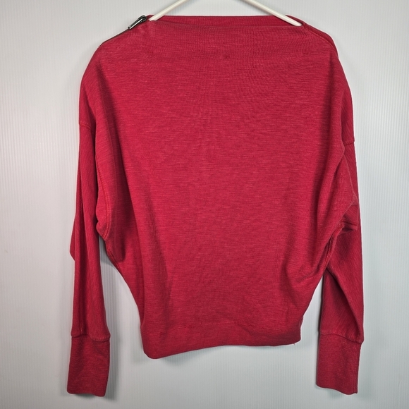 Free People We The Free Womens Nikaka Thermal Knit Top Zip Shoulder Size XS Red - Picture 5 of 15